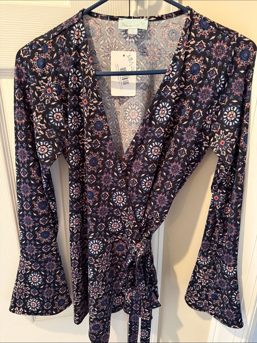 Veronica M Floral Wrap top - Black Multi